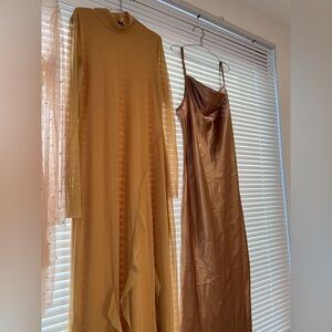 Zara Gold and Tan Long Sleeve Dresses